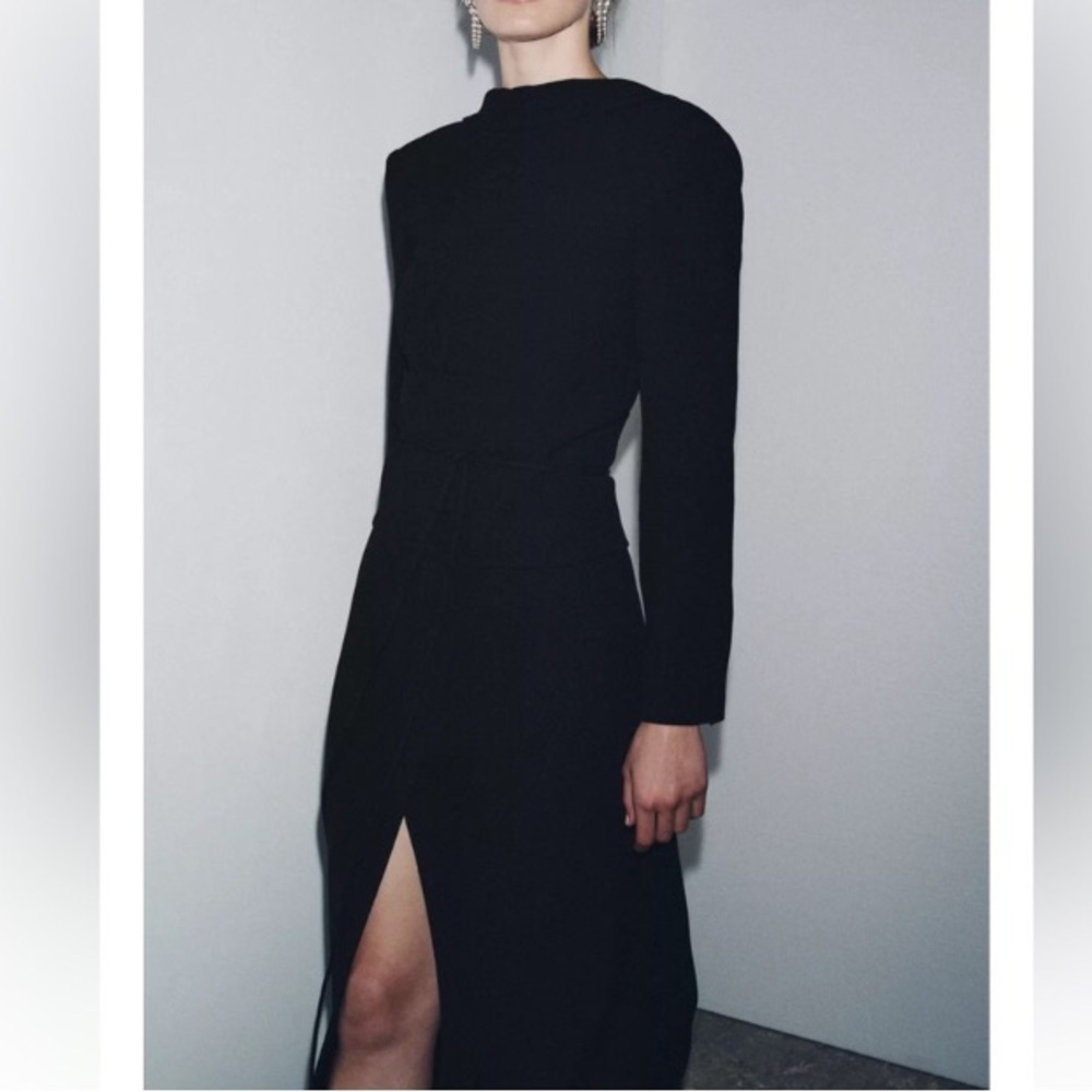 ZARA COAT DRESS WITH SASH ZW COLLECTION NWT SIZE SMALL - Picture 3 of 7